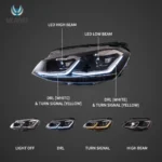 Golf MK7 Headlights Replacement With LED Projector Function Show