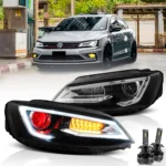 Vland Jetta Headlights MK6 Assembly With Demon Eyes LED Projector