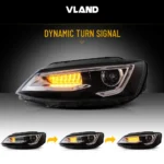 Vland Jetta Headlights MK6 Assembly With Demon Eyes LED Projector - Image 3