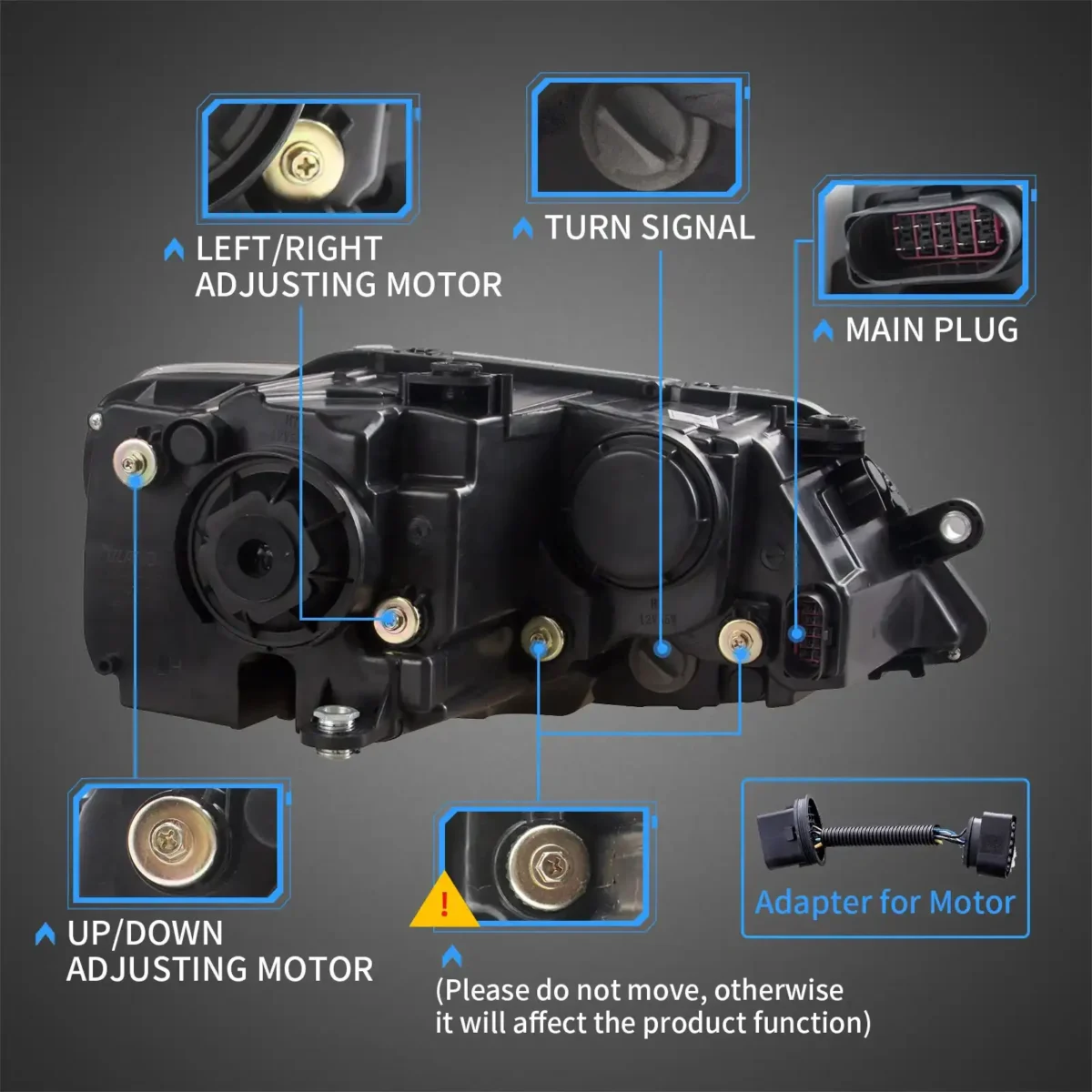 Vland Jetta Headlights MK6 Assembly With Demon Eyes LED Projector - Image 10