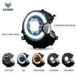 07-13 Mini Cooper R56 Headlights Assembly With DRL LED Projector Function Show