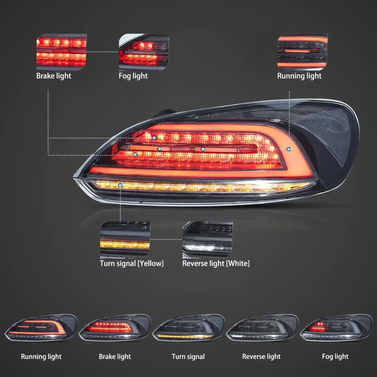 09-14 VW Scirocco LED Rear lights Retorfit Kit Assembly Function Show