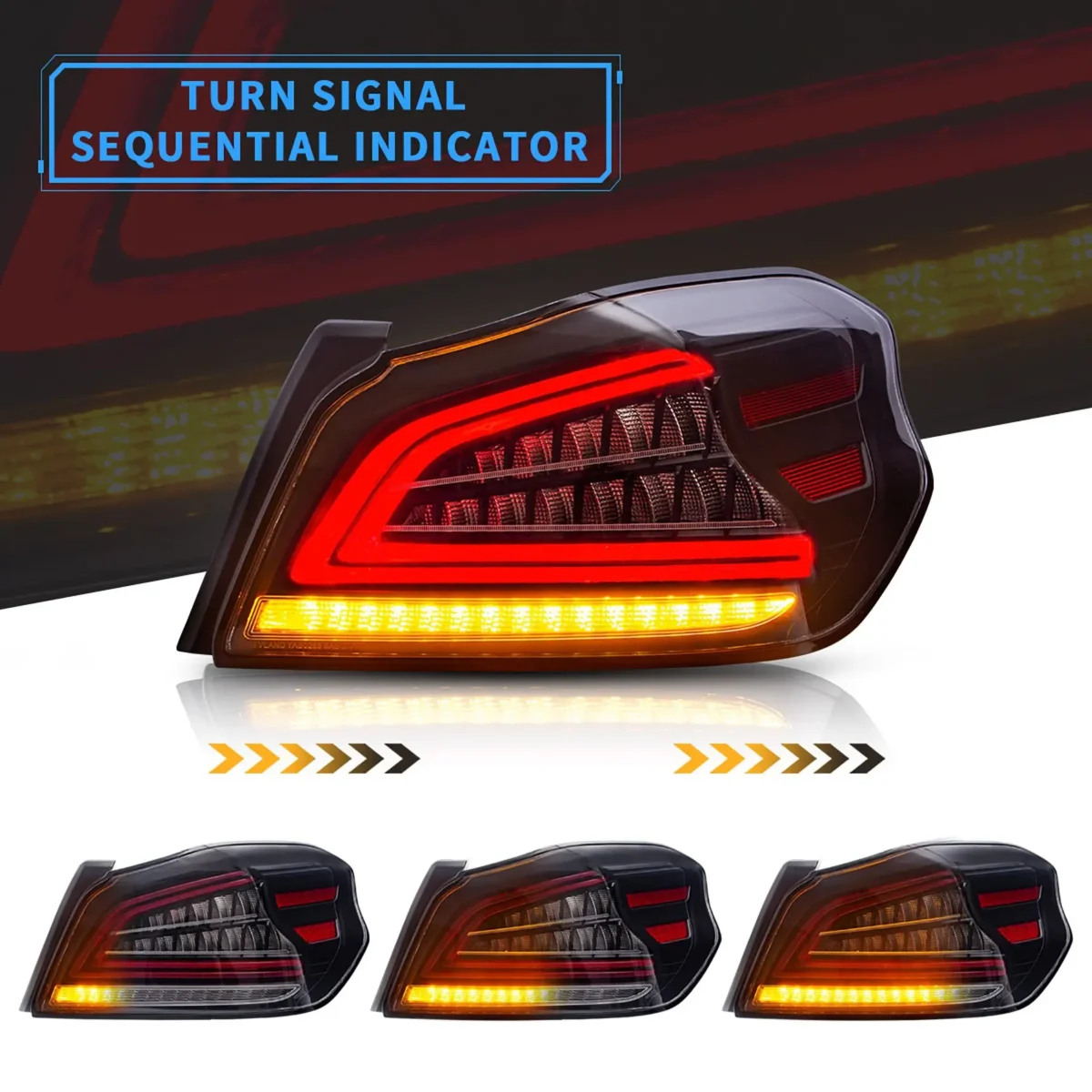 2015 WRX Tail lights Aftermarket (15-21) With LED Sequential Sequential Turn Signal C