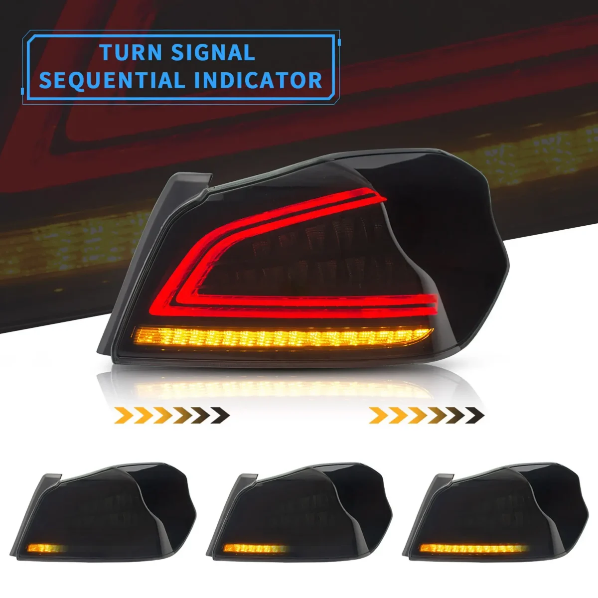2015 WRX Tail lights Aftermarket (15-21) With LED Sequential Sequential Turn Signal S