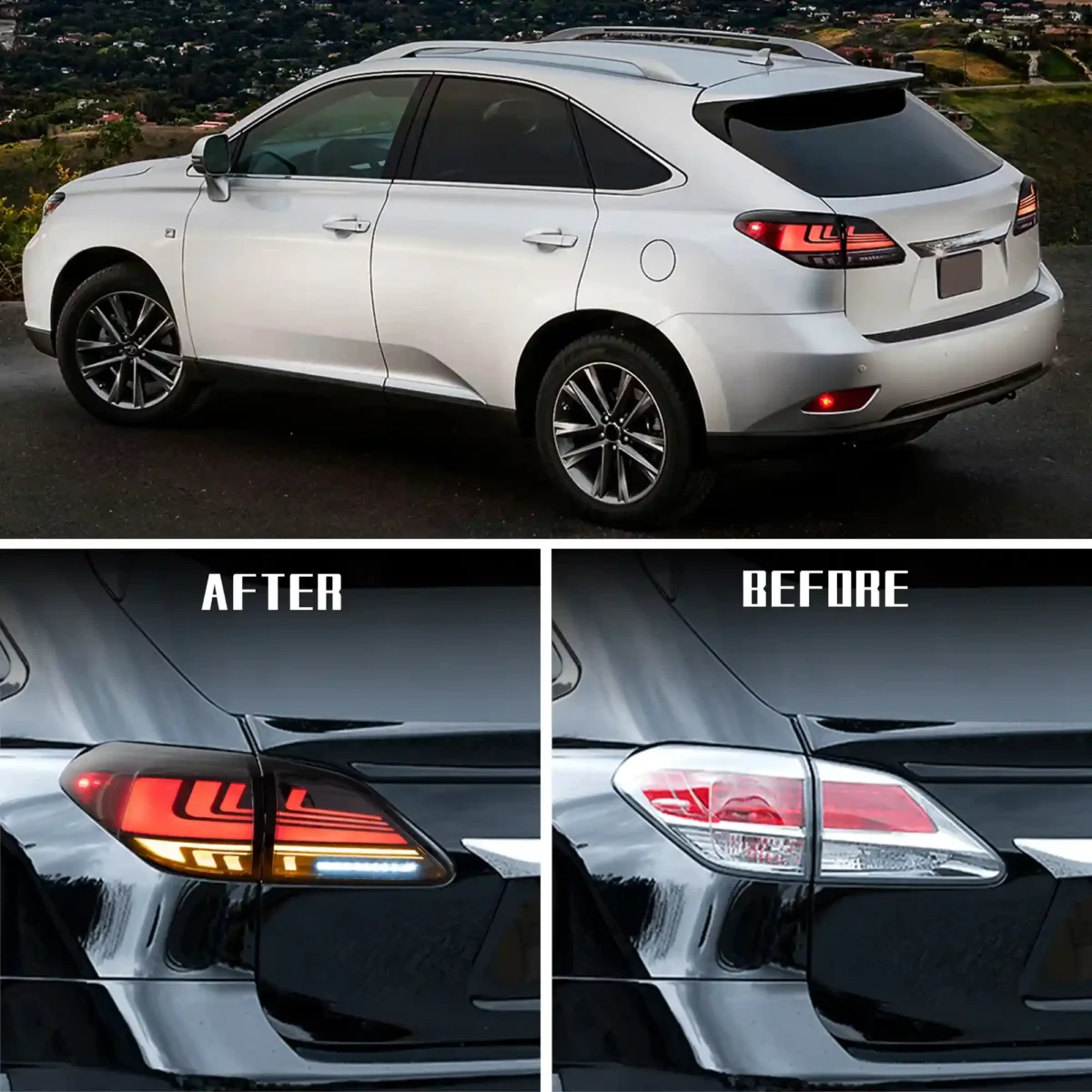 Lexus RX 450h Tail lights Assembly Replacement With Full LED Before and After