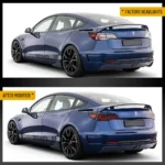 Tesla Model Y Tail light With OLED Dragon Scales Style Before and After