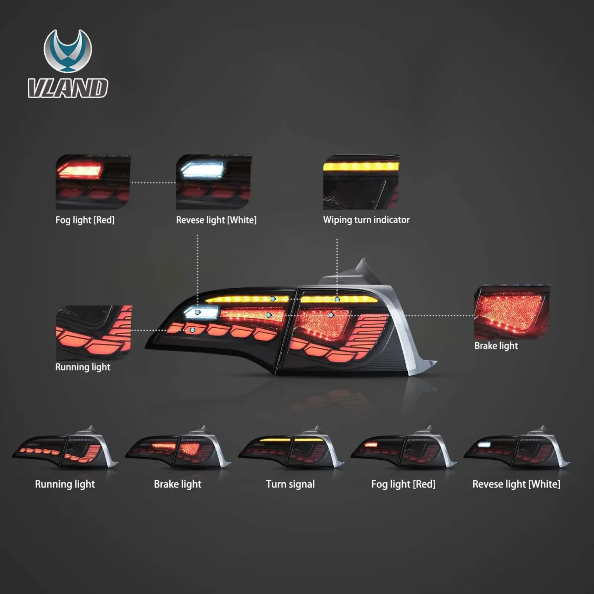 Tesla Model Y Tail light With OLED Dragon Scales Style Function Show