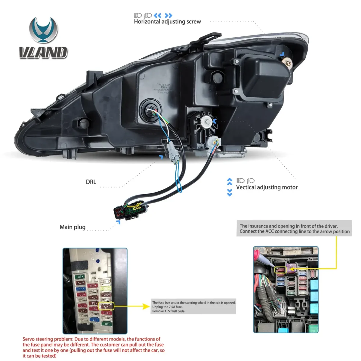 Lexus IS250 Vland Headlights (06-13) Upgrade Kits Wiring Harness