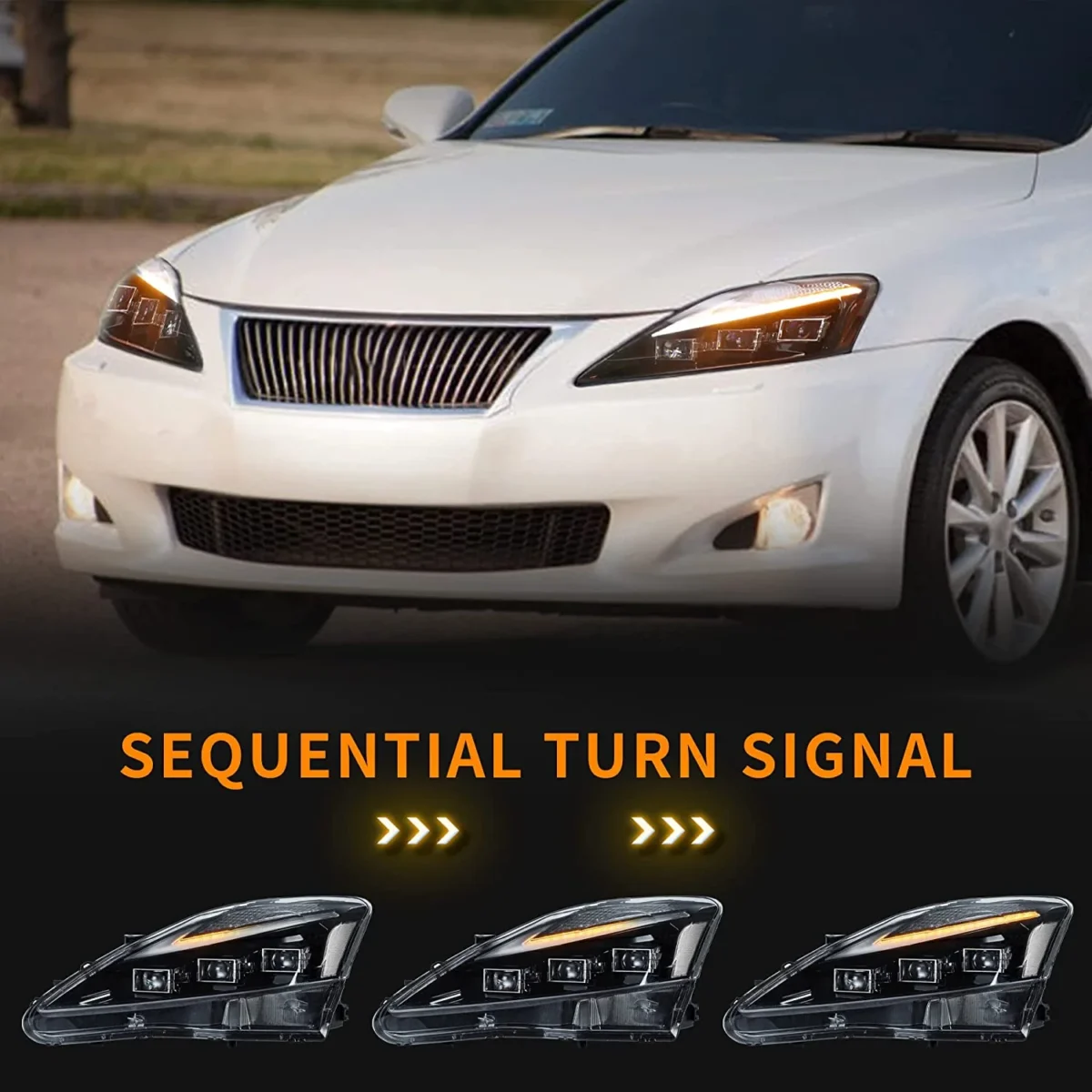 Lexus IS350 Vland Headlights (06-13) Upgrade Kits Sequential Turn Signal