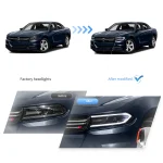 2015 Charger Headlights Replacement (15-24) With LED Projector Before and After