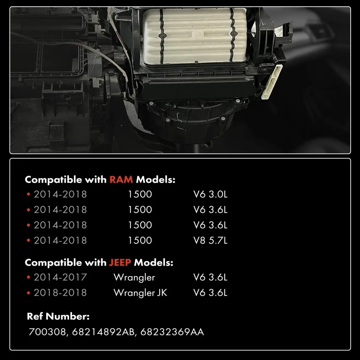 2018 Jeep Wrangler JK Blower Motor Replacement HVAC With Fan 700308 - Image 6